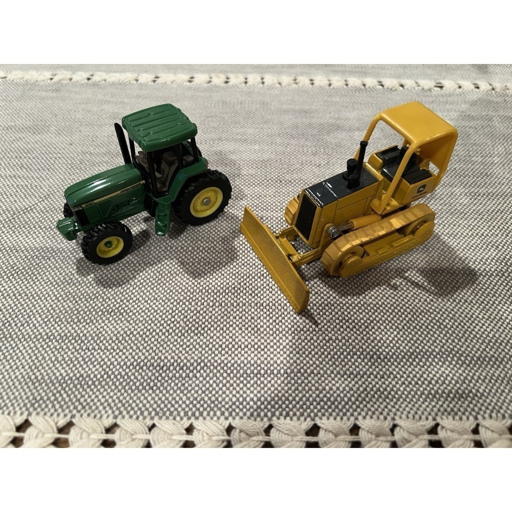 Ertl John Deere Die Cast John Deer Bull Dozer, John Deere 4 WD Tractor, EUC, Toy